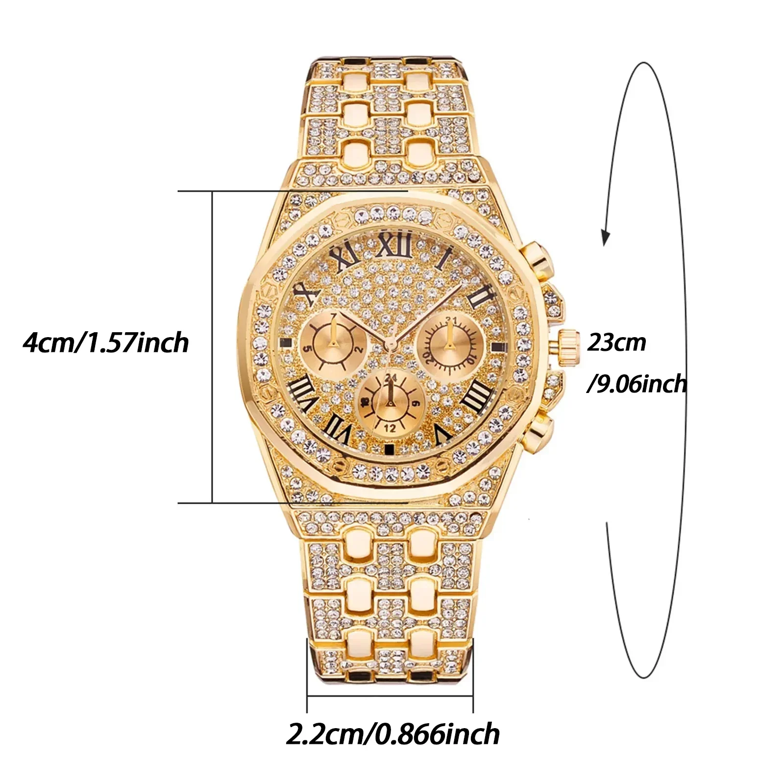 Stainless Steel Strap Watch Rhinestone Inlaid for Women