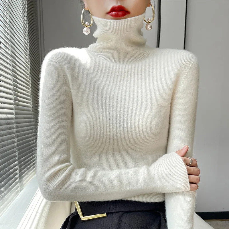 

Autumn and Winter New Heaps Collar Sweater Women's Long-Sleeved Wool Sweater Top Slim Fit Inner Wear High-Grade Bottoming Shirt