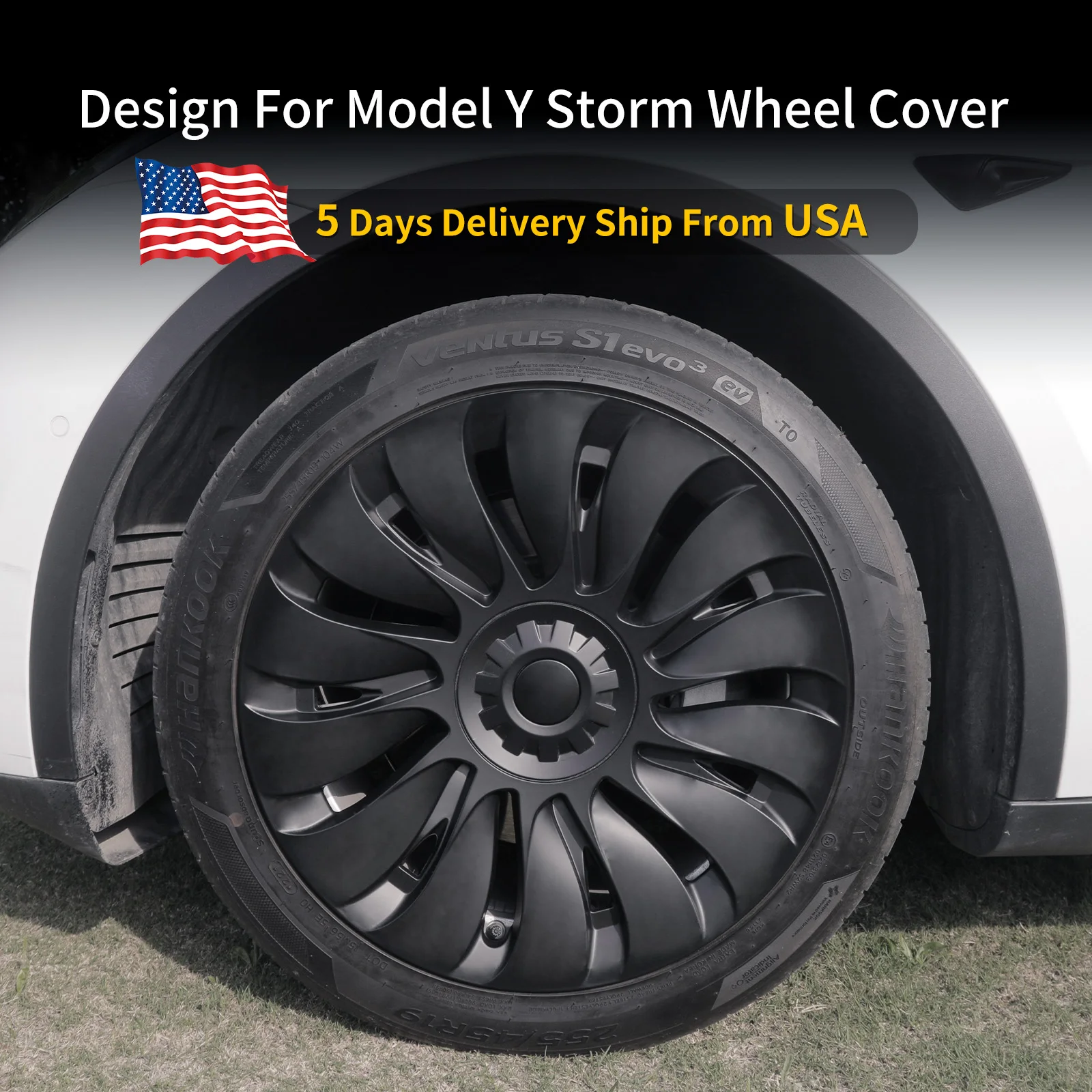 4PCS/Set 19inch Storm Style Hubcap Design for Tesla Model Y Wheel Rim Cover Full Cover Wheel Hubcap Replacement Accessories