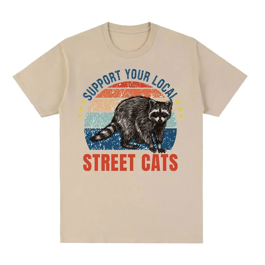 

Футболка мужская с принтом кошки, Повседневная Винтажная футболка с коротким рукавом из чистого хлопка, 2024