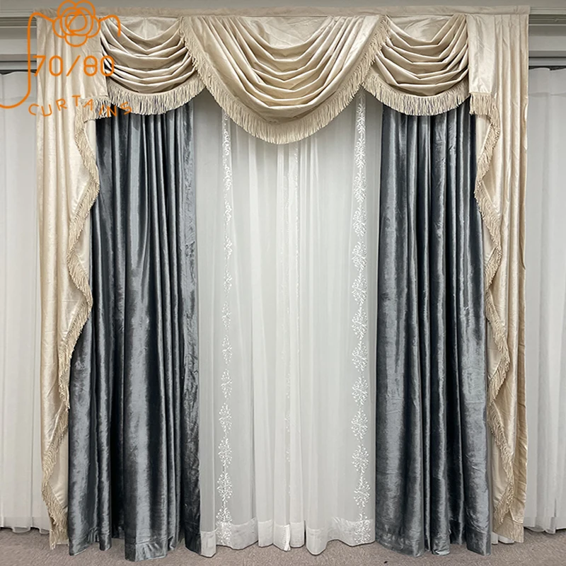 

Бархатные плотные занавески цвета шампанского, синего, серого цвета для гостиной, спальни, французского окна, виллы, оконные занавески на заказ