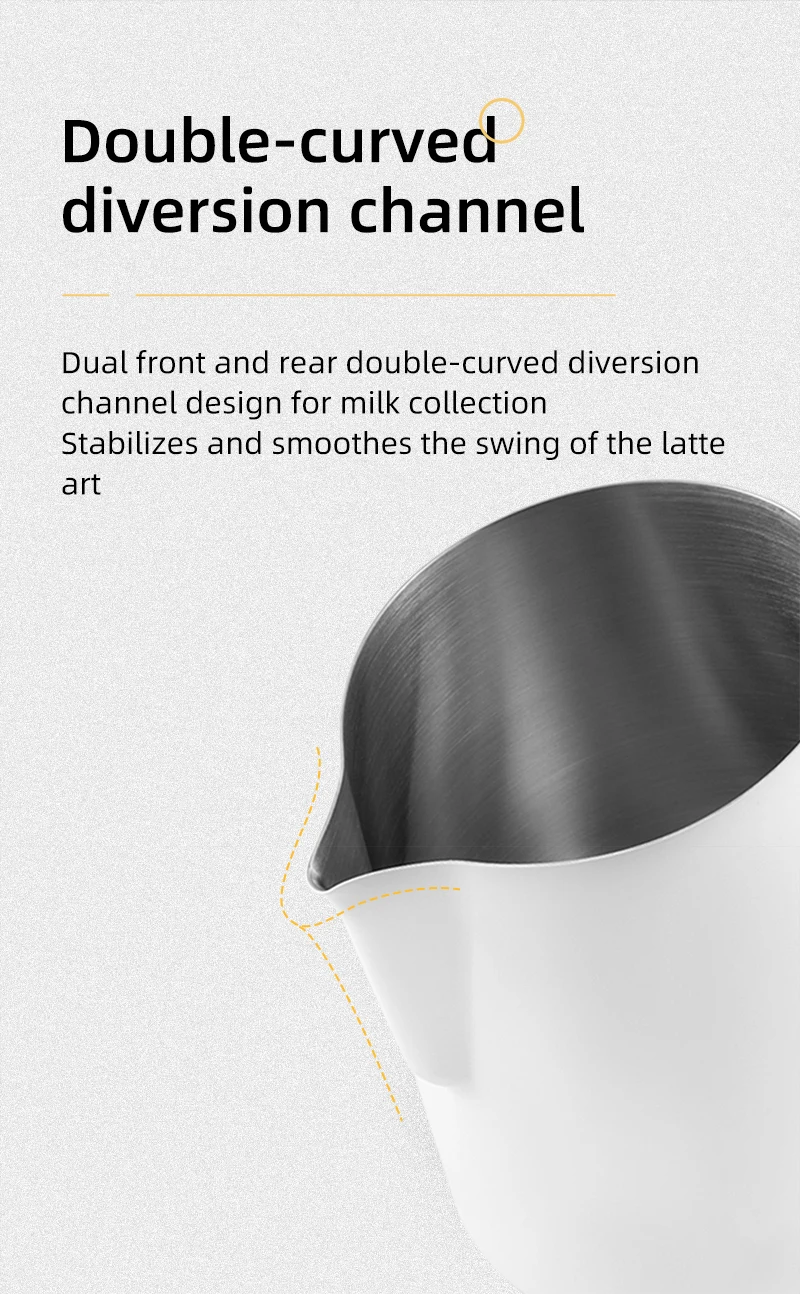 Description Picture 6 of itemFuego Milk Pitcher 350/600ml Coffee Latte Art Pitcher Stainless Steel Espresso Steaming Milk Frothing Jug Barista Accessories
