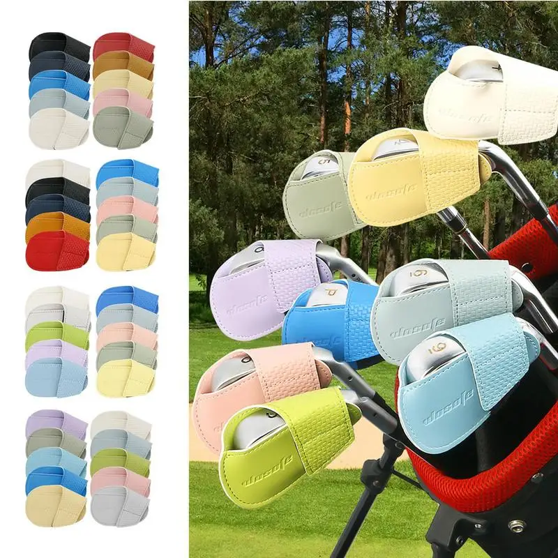 10pcs Golf Iron Head Covers Set Practical PU Leather Durable Headcovers Golf Accessories Putter Cover Golf Club Head Protector