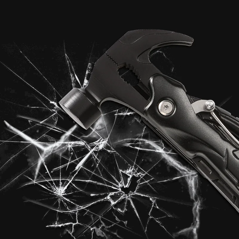 Outdoor Camping Sheep Horn Small Hammer Combination Tool High Carbon Steel Household Car Window Breaking Hammer Multifunctional