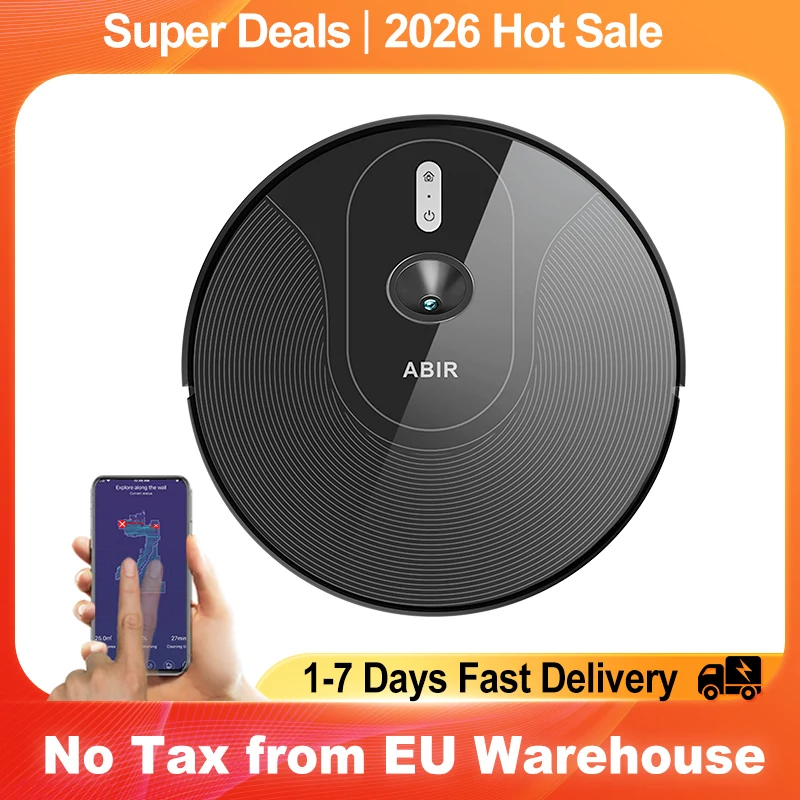 Aspirateur robot ABIR X6PRO avec système oculaire intelligent, aspiration 6000pa, mur virtuel logiciel, nettoyage de zone, désinfection par nettoyage humide, mémoire de carte, compatible avec Alexa, Google Home 1 Aspirateur robot ABIR X6PRO avec système oculaire intelligent, aspiration 6000pa, mur virtuel logiciel, nettoyage de zone, désinfection par nettoyage humide, mémoire de carte, compatible avec Alexa, Google Home 1