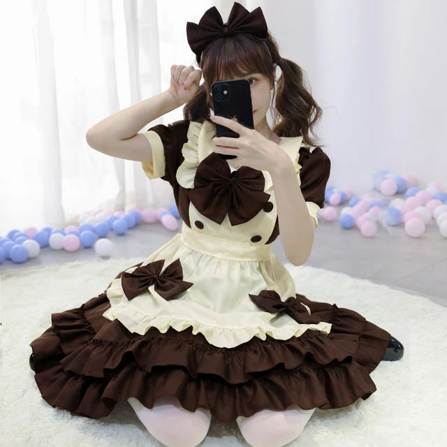 Cosplay M-5XL Plus Size Arpon Lolita Maid Lace Mini Vestido Bonito Traje De  Halloween Meninas Kawaii Anime Roupa De Algodão De Manga Curta Para As  Mulheres - Escorrega o Preço