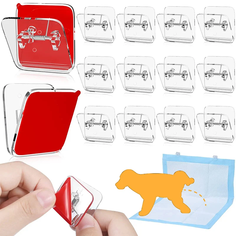 Dog Potty Pad Holder 4/6Pcs Wall Pee Pad Holder Clear Dog Potty Training Pad Holder Invisible Puppy Sticky Pee Wall Clips