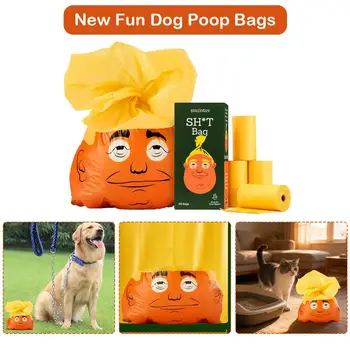 60 pezzi creativi divertenti sacchetti da toilette portatili per animali domestici a tenuta stagna non profumati design presidenziale borse per cacca di cani e gatti sacchetti della spazzatura di alta qualità
