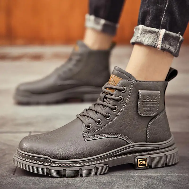 

High-Top Men's Shoes Autumn British Style Workwear Martin Boots Men's Desert Combat Sports Casual Retro Motorcycle Boots