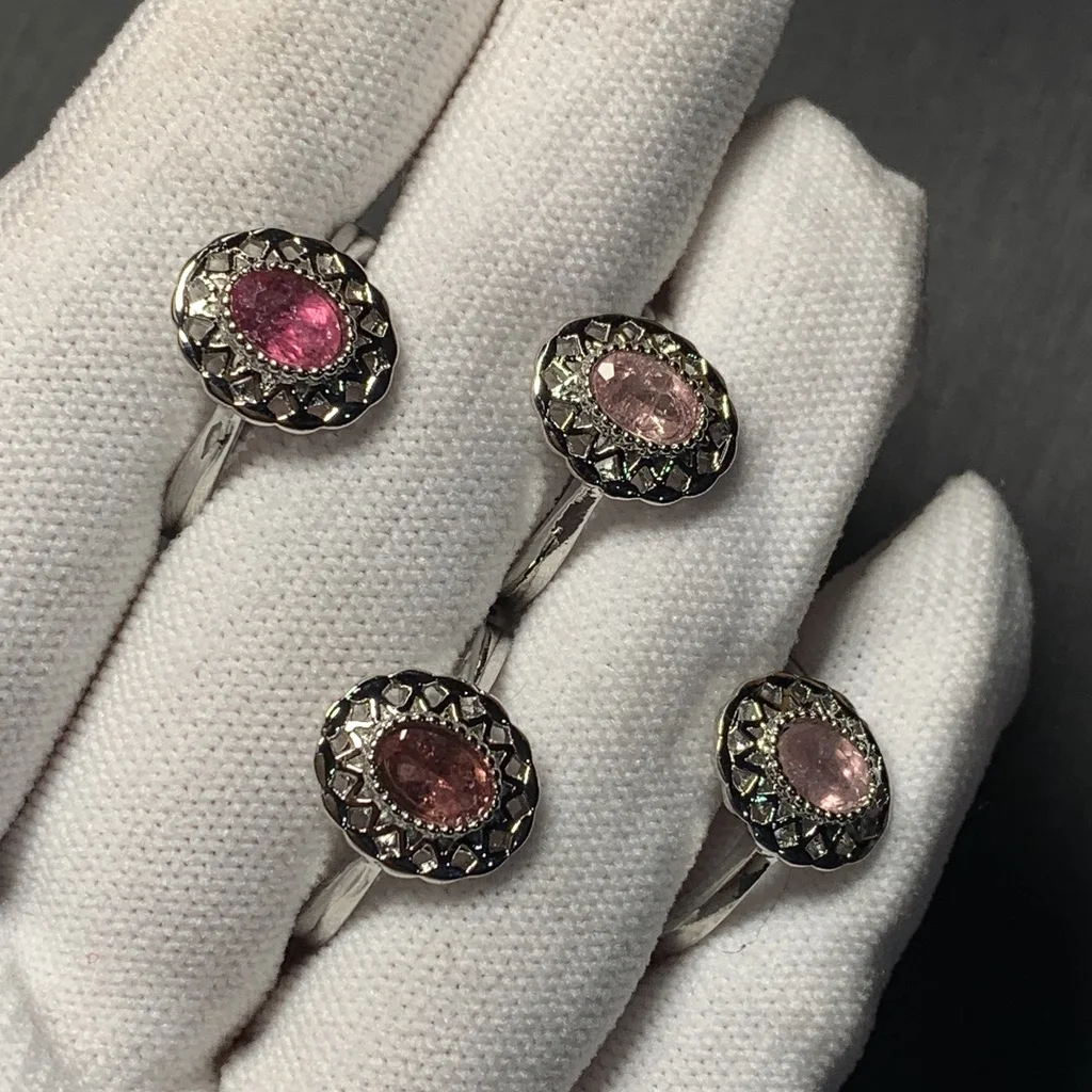 New Arrival Natural Pink Spinel Rings Female  Jewelry For Women Gift Copper Cute Stone Flower
