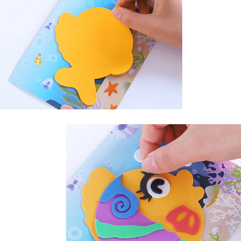 1/10pcs DIY Creative Cartoon Animal 3D EVA Foam Sticker Puzzle Handmade Early Learning Educational Toys for Children Kids Gift