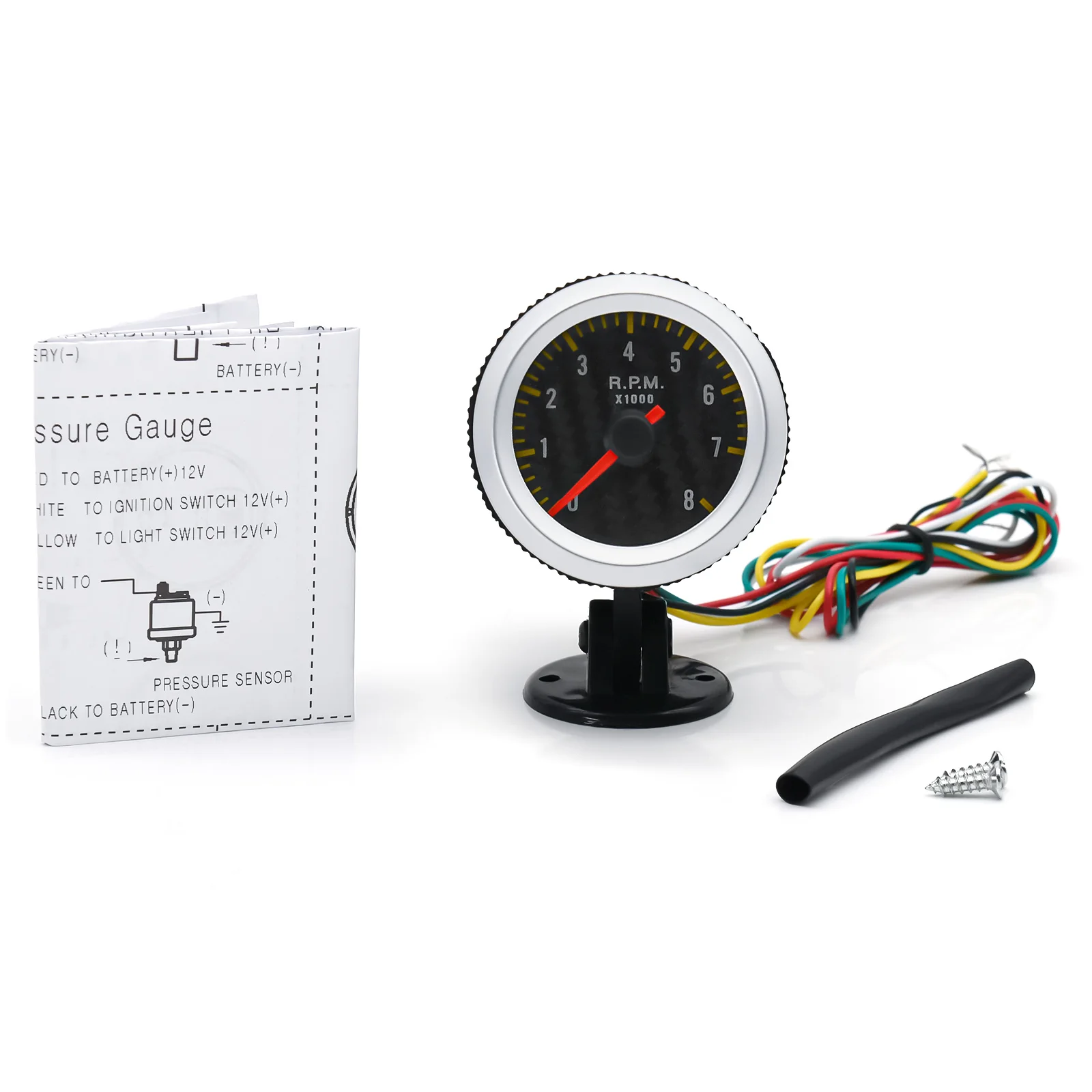 2 52mm tacometro 12V Car LED Tacho Gauge Tachometer Boat Carbon Fiber Face  Yellow 0-8000 RPM meter 6050 metro inter Auto - AliExpress