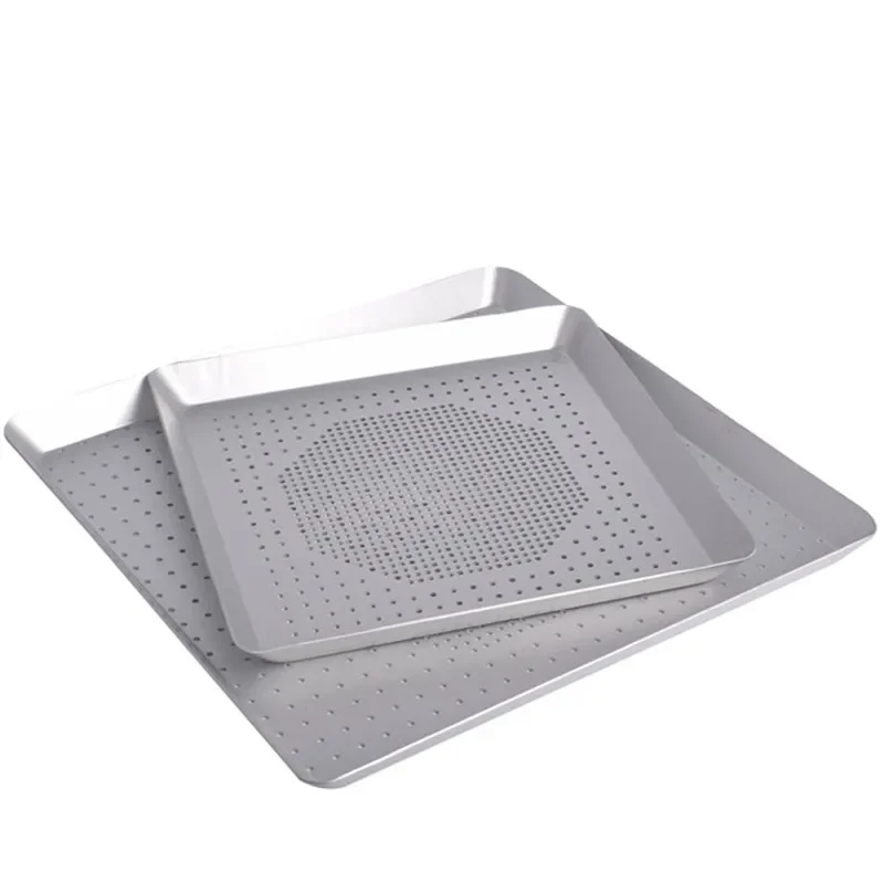 Pizza Bakeware Square Rectangle Pizza Baking Pan Nonstick Pizza hole tray Pan Steel Round Crispy Crust Oven Tray Perforated