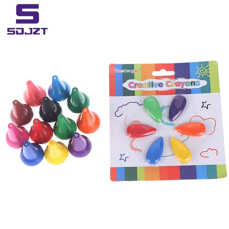 12Pcs Non-toxic Children's Safety Color Crayon Baby 3D Finger Art Supplies Kindergarten Easy to Erase Educational Kid Stationery colored crayons,children painting supplies