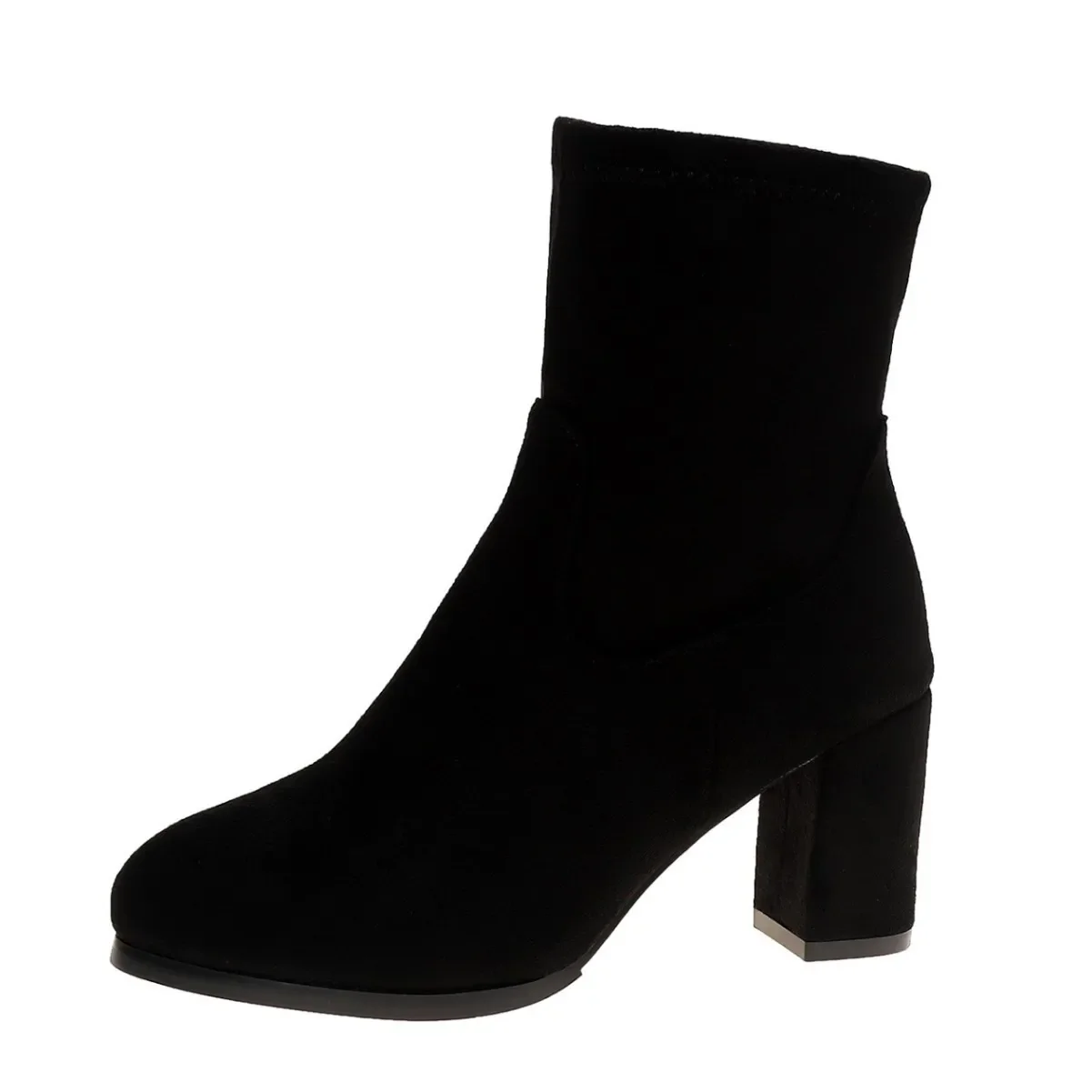 Large Size Fashion Boots Women's Side Zip Short Elastic Trendy Boots Spring Autumn Seasonal Footwear Rubber Upper Pointed Toe