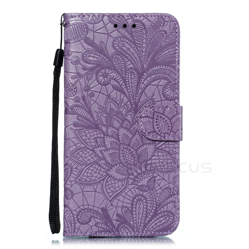 Lace Flower Flip Wallet Leather Phone Case Cover