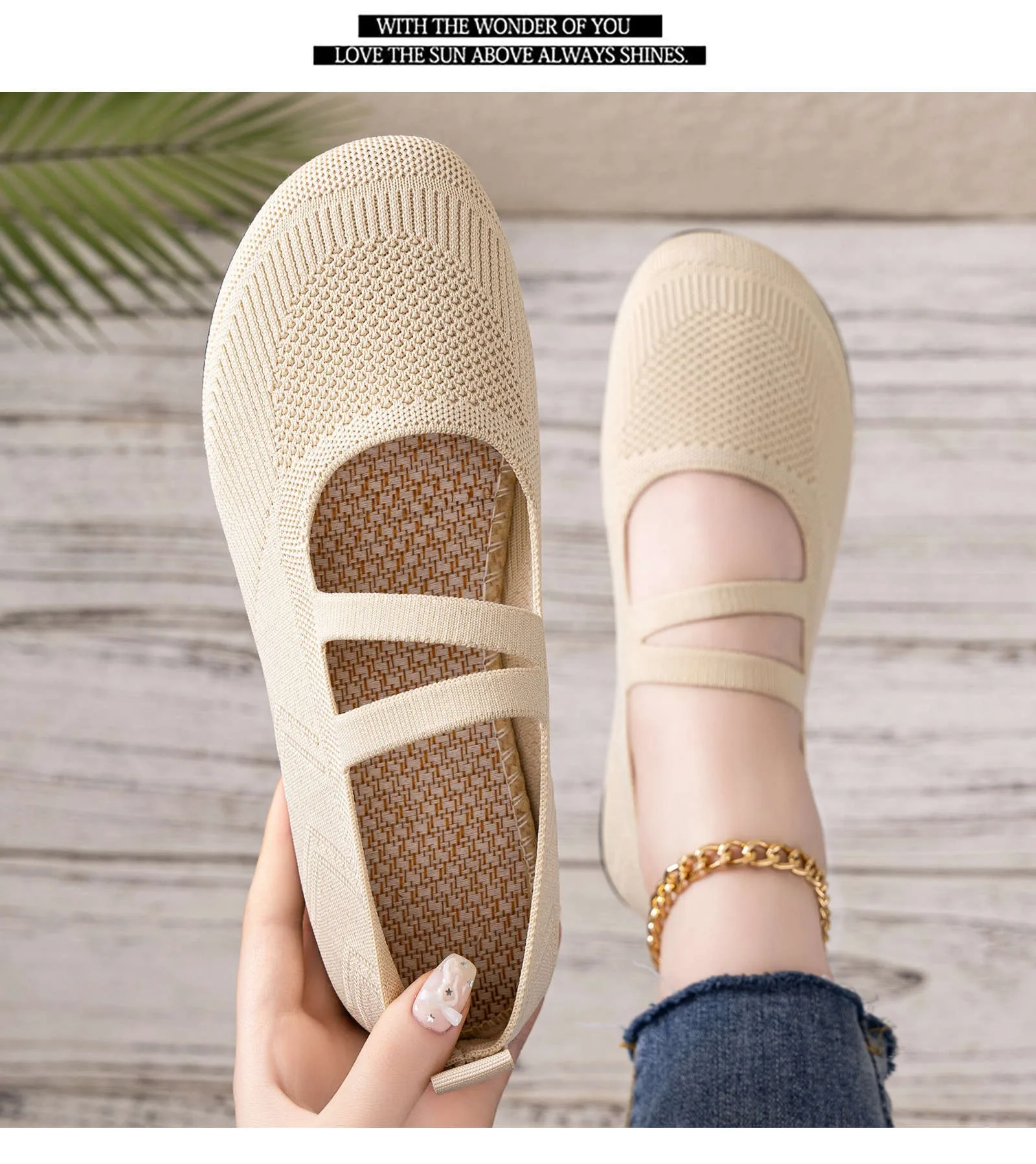 أحذية نسائية خفيفة الوزن من النسيج الشبكي، أحذية باليه كاجوال، أحذية ماري جين، أحذية مسطحة للسيدات، أحذية صيفية