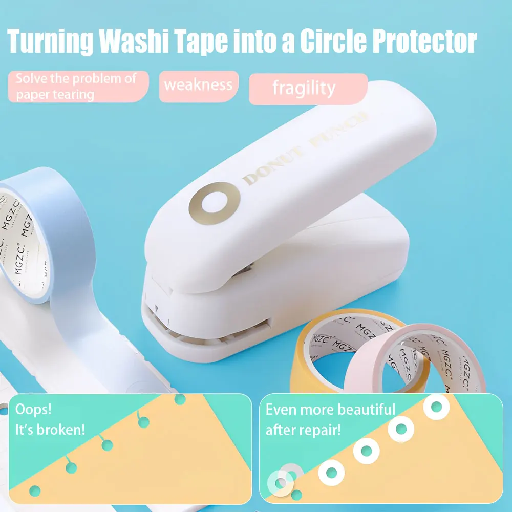 Delicious Donut Hole Punch Can Be Used for Loose-Leaf Hole Reinforcement, Dot Labeling, Only Suitable for Paper and Washi Tape - 2