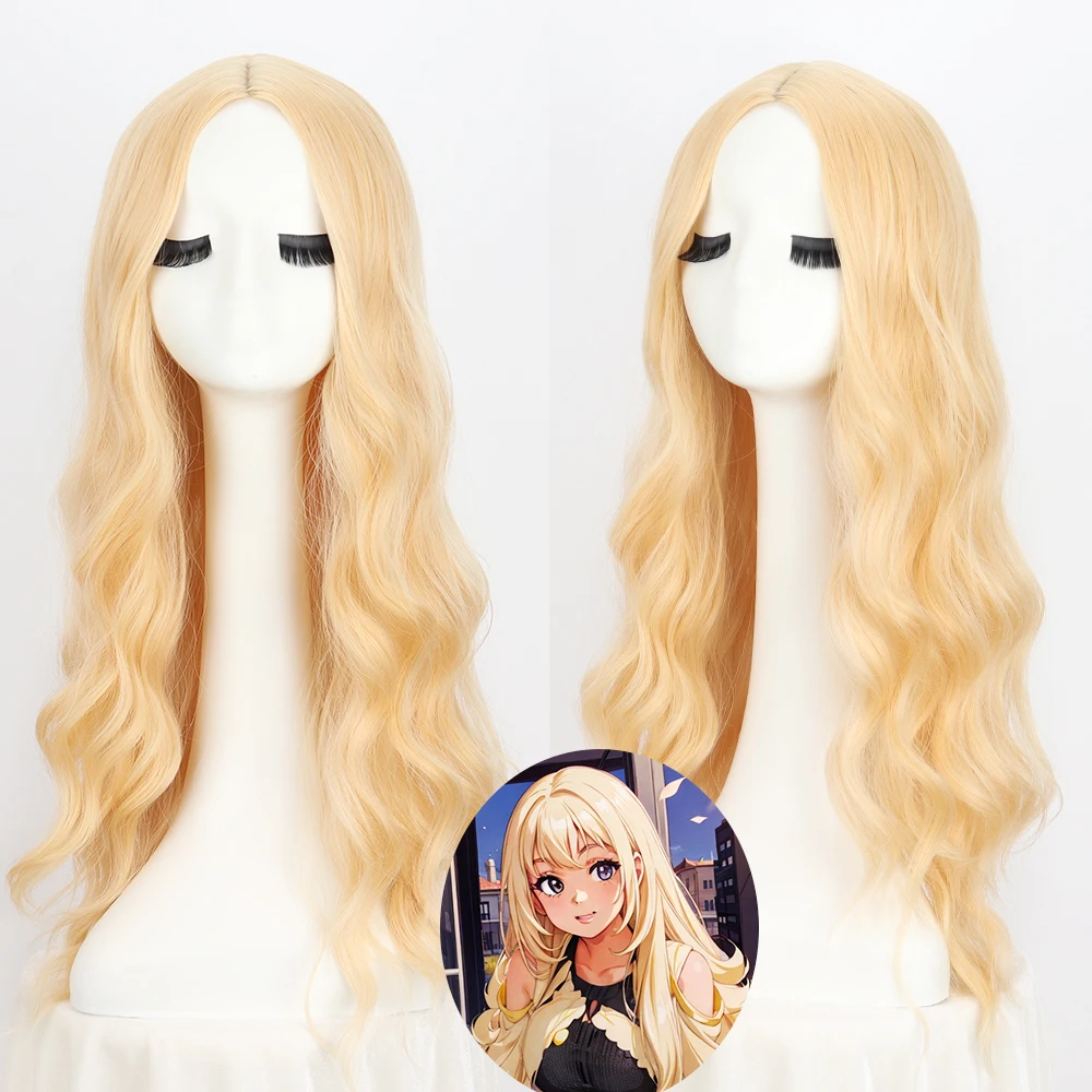 Blonde Wigs with Bangs Women Cosplay Party Daily Natural Heat Resistant Hair Synthetic Wig shine ombre blonde wig with bangs full machine made synthetic body wave wig heat temperature fiber wig 30 inch none lace wig