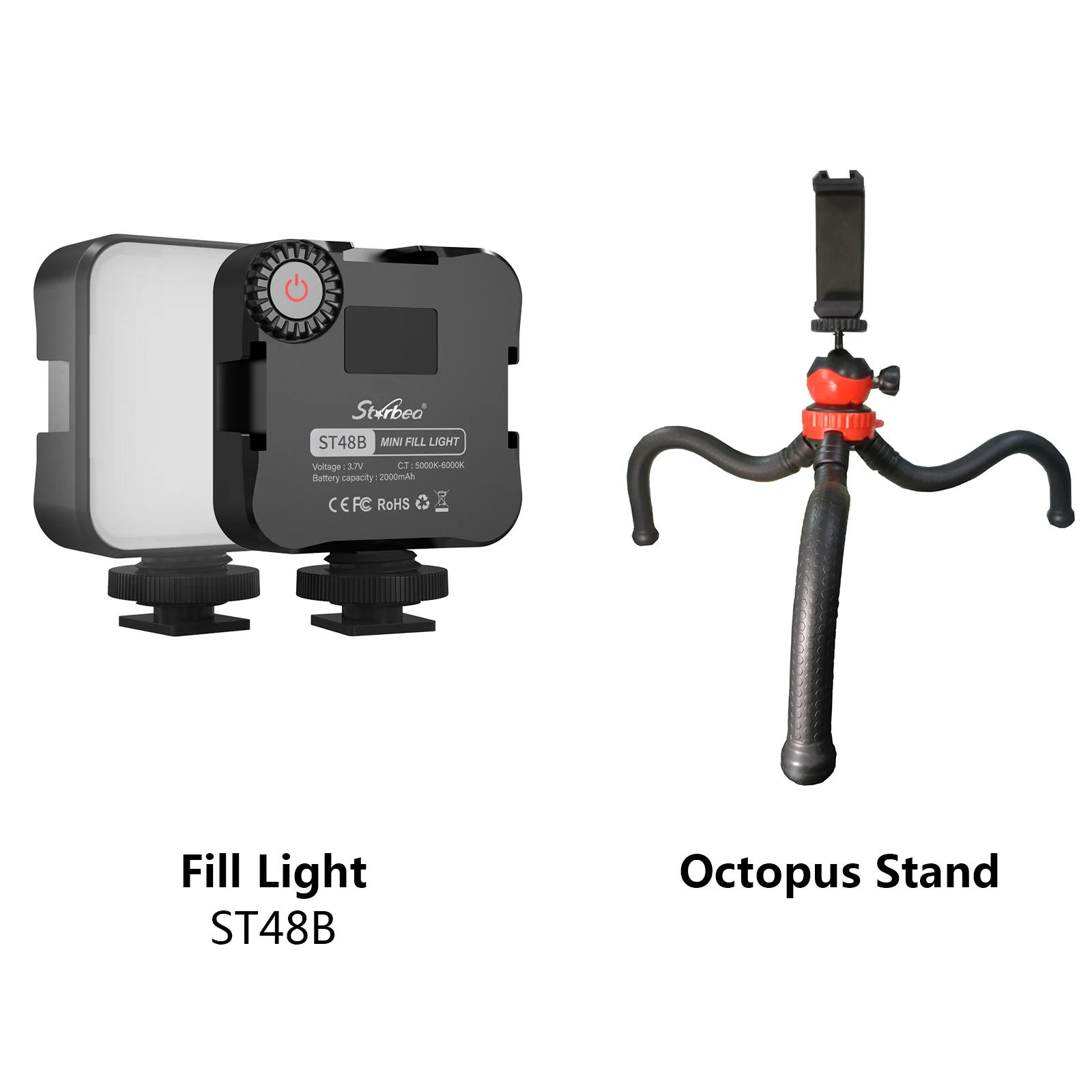 Portable Flexible Tripod Octopus Mobile Phone Tripod Bracket With MIni  Video Fill Light Control Selfie Stick For Phone Camera