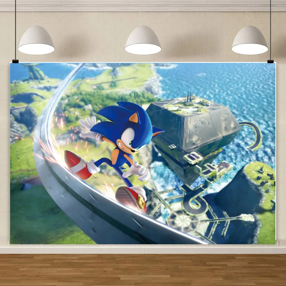 thumbnail image 1 of Fondo fotográfico de Sonic The Hedgehog para fotografía, suministros para fiestas de cumpleaños, baby shower, accesorios para niños, pancarta, decoración, juego, 1 of 5