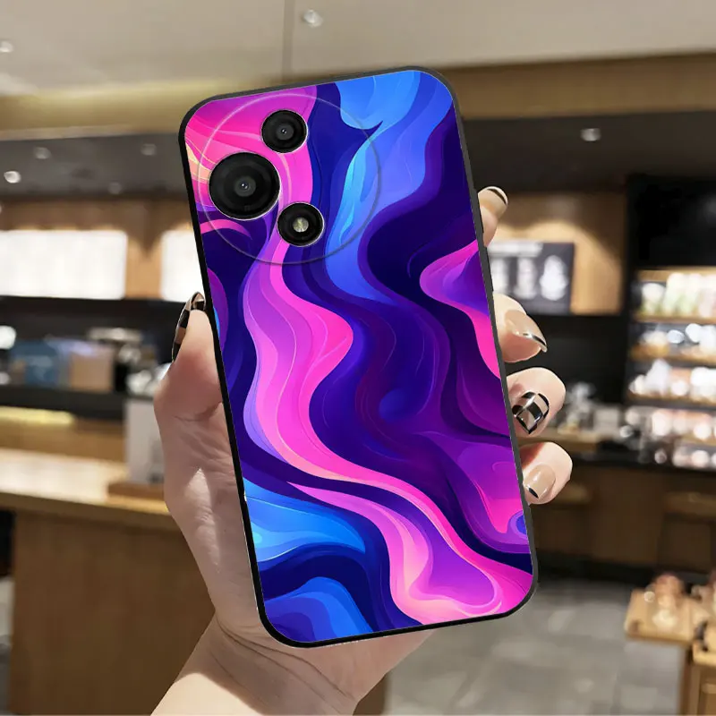 Fashion Print Black Silicone Phone Case - Soft Protective Cover