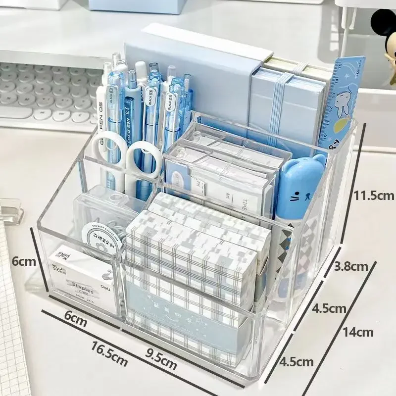 Desktop Stationery Storage Box Transparent Acrylic Large Capacity Debris Division Desk Shelf Organizer desktop storage box stationery organizer desktop storage shelf stationery storage box desktop storage kit