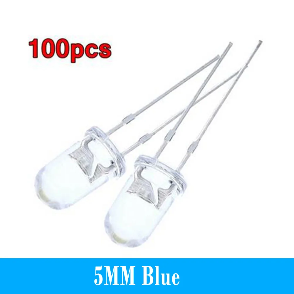 100PCS Super Bright LED Lights 5mm Red/Blue/Green/White/Yellow LED Transparent Bulb NA Socket Dome Lighting Bulbs