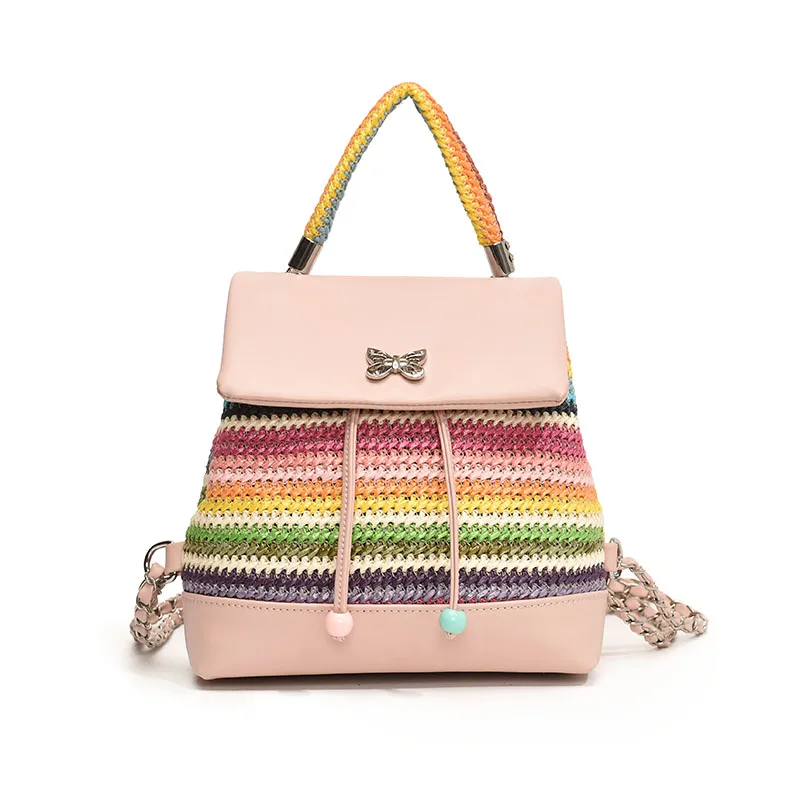 

Повседневный дорожный рюкзак для девушек, плетеный Многофункциональный модный ранец из искусственной кожи с регулируемым ремешком и бабочками для книг