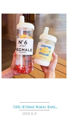 Description Picture 3 of item500/850ml Water Bottles Juice Milk Plastic Cup with Lid Straw Bubble Tea Coffee Cups Large Capacity Drinkware Transparent