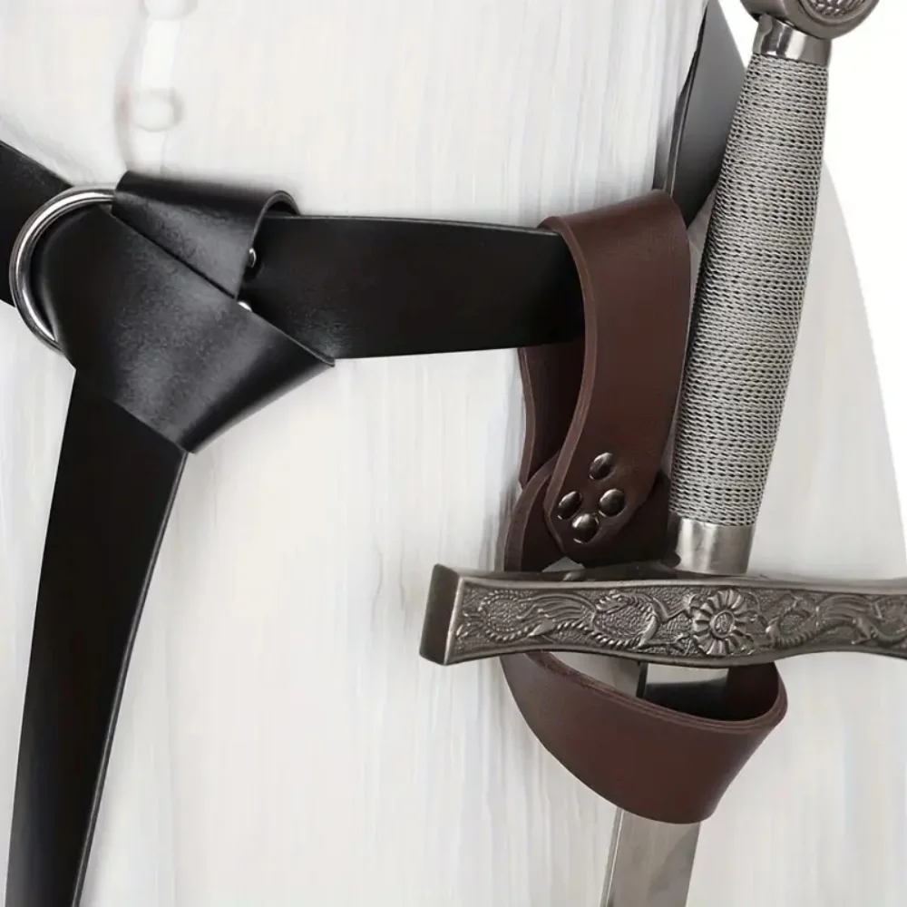 Mittelalterlicher Gürtel Kleidungszubehör Renaissance-Rock Wander-Viking-Horngürtel Lederüberzug Schwertfrosch aus Leder