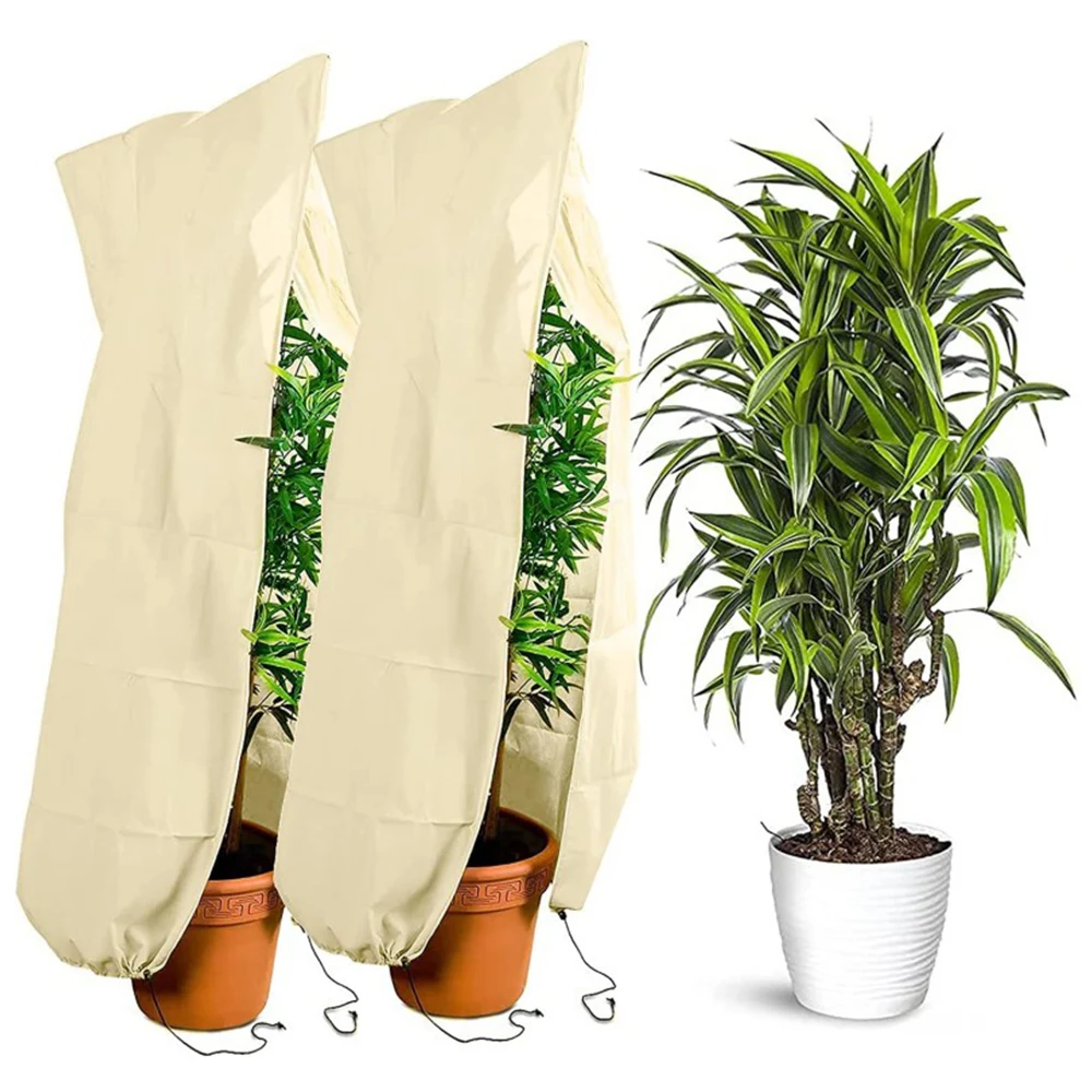 

Winter Garden Plant Anti Freezing Bag Yard Fruit Vegetable Anti-frost Bag Drawstring Style Convenient Non-woven Plant Warm Cover