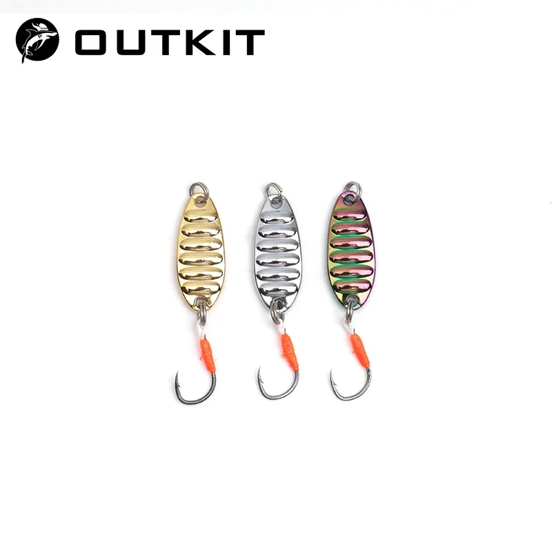 OUTKIT Metalllöffel Pailletten Angelköder Pesca Leech Jig Wobbler Isca Künstliche Wobbler für Fliegenfischen Harte Köder Forellenköder