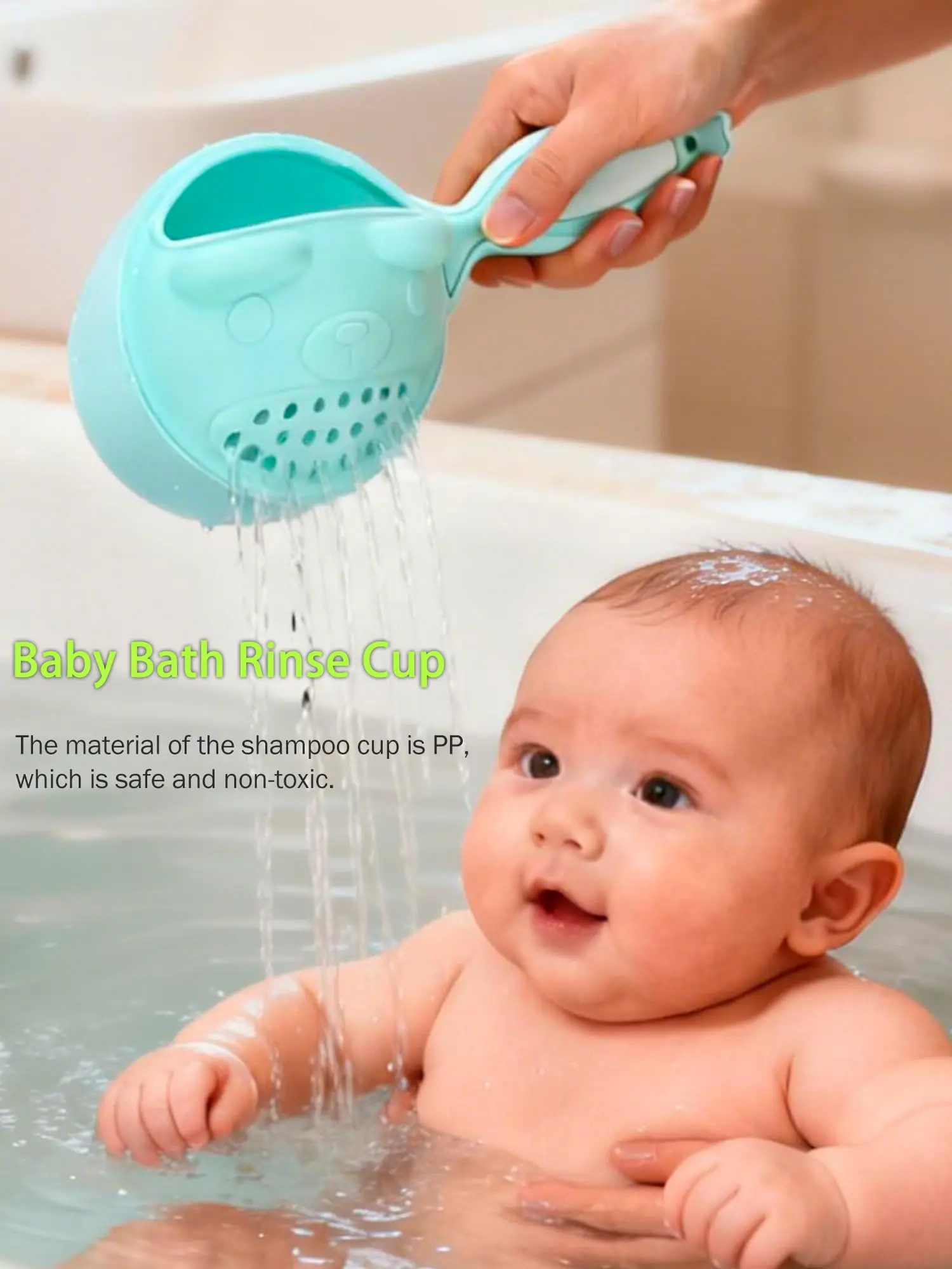Tazza per il lavaggio della testa del bambino, tazza per shampoo, tazza per il lavaggio del viso per neonati e bambini, tazza per il risciacquo con protezione per gli occhi