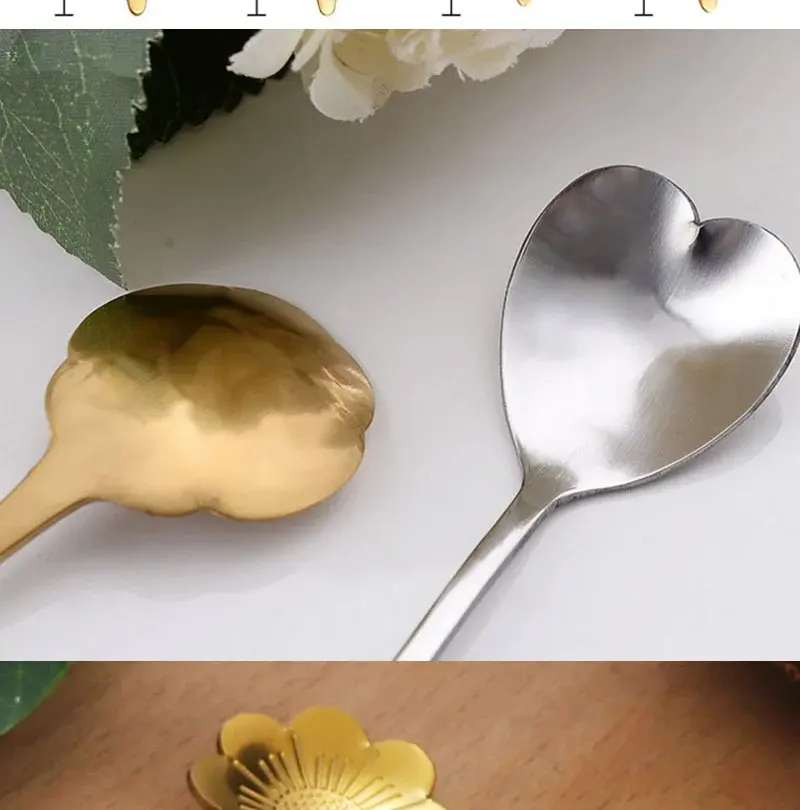 4-teiliges Blumen-Teelöffel-Set, Niedliche Kaffeelöffel, Eiscreme-Dessert-Kuchenlöffel, Geschenk-Besteck, Edelstahl-Tischbesteck-Zubehör – Detail 8