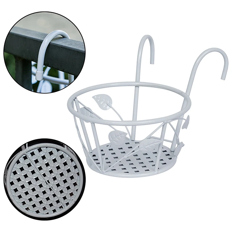 2 Supports De Jardinière Ronds Pour Balcon/Clôture | Fer Avec Bord Antirouille | 20x15 Cm | Noir