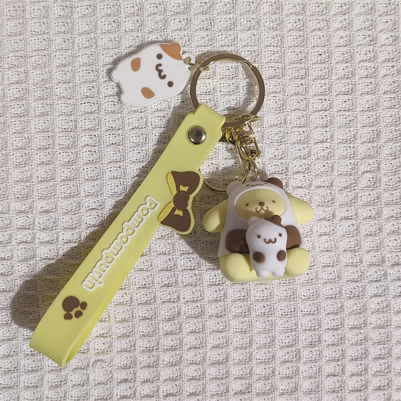 Key Chain Kawaii Sanrio Hello Kitty My Melody Kuromi Cinnamoroll Pompom Purin Pendant Keyring Cute Littletwinstars Toys