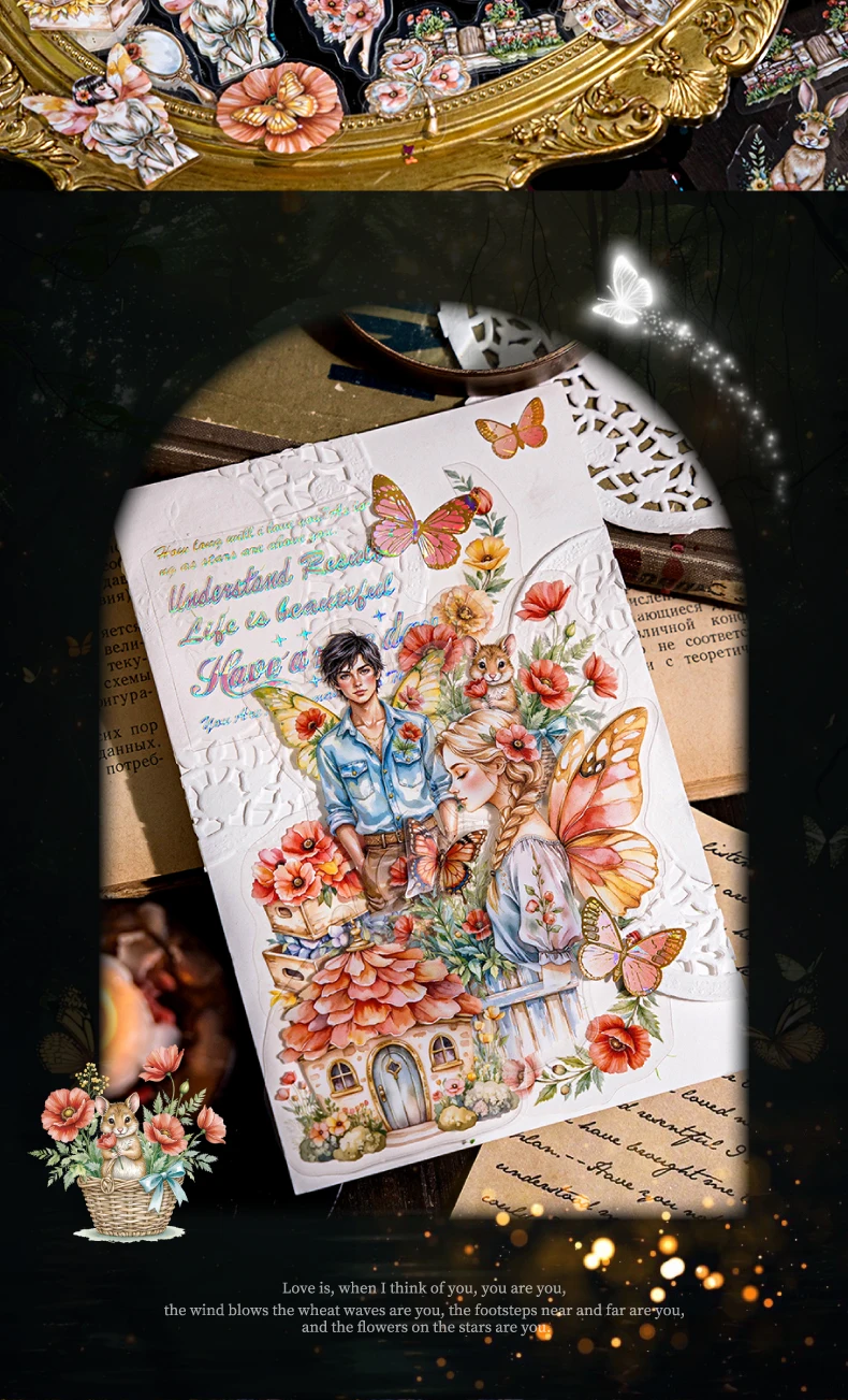 JIANQI 40 Stück Fairy Girl Series PET-Material Dekorative Aufkleber Tagebuch Album Scrapbooking-Material Junk Journal Supplies – Detail 13