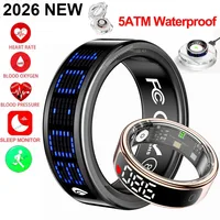 2026 Smart Ring Men Women LED Display Screen Heart Rate Blood Oxygen Monitor 5ATM Waterproof Multi Sports Mode Gifts For Android