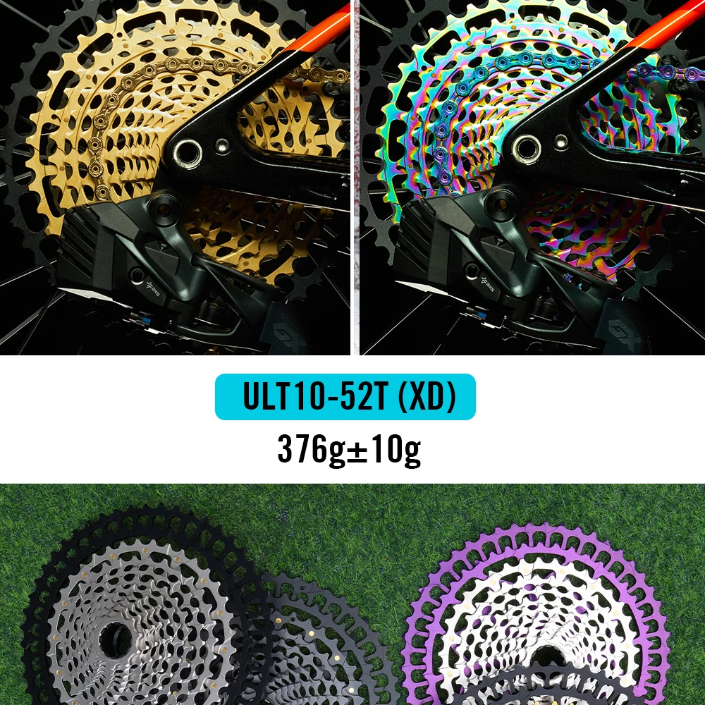 ULT PRO 12S MTB Kassette 10-52T 376g 10-50T 410g 425g 11-50T 380g 395g XD HG Stahllegierung Regenbogen CNC Leichtgewicht – Detail 19