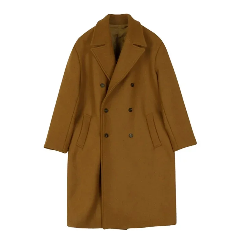 Tweed Coat Men's Medium-length British Wind Windbreaker Winter Versatile Fashion Thickened Lapel Tweed Jacket Winter Coat Men