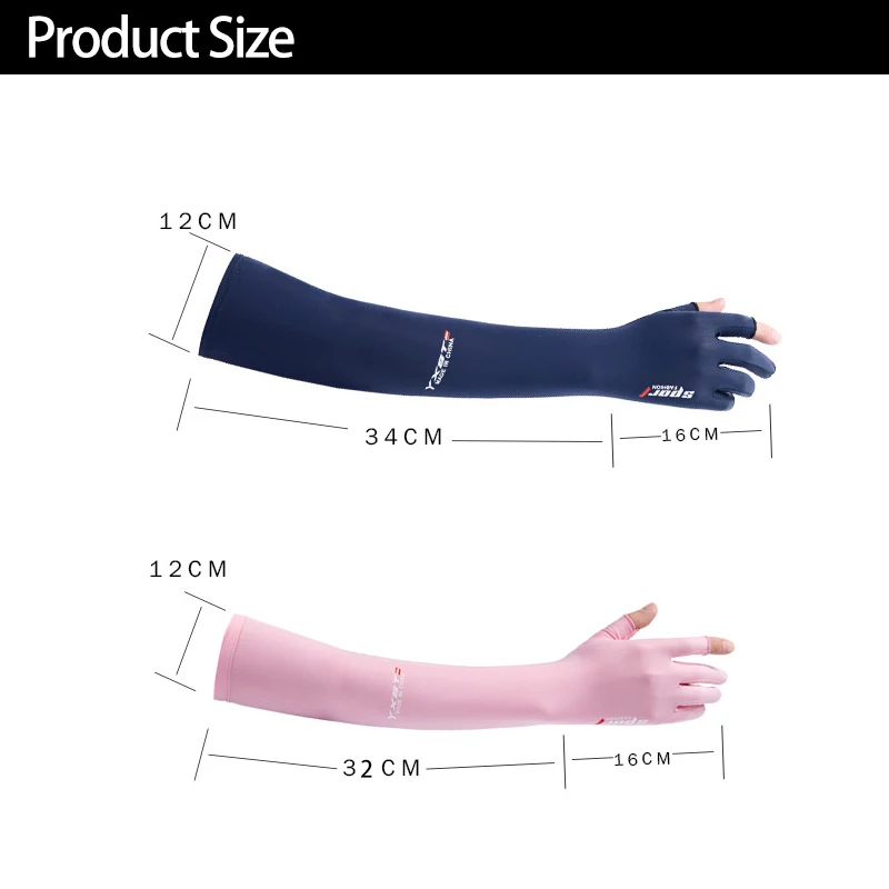 Sun Protection Sleeves Ice Silk Sleeves Women Summer Sun Protection Men Fishing Cycling Breathable Two-Finger Non-Slip Gloves Arm Warmer Driving Sleeve