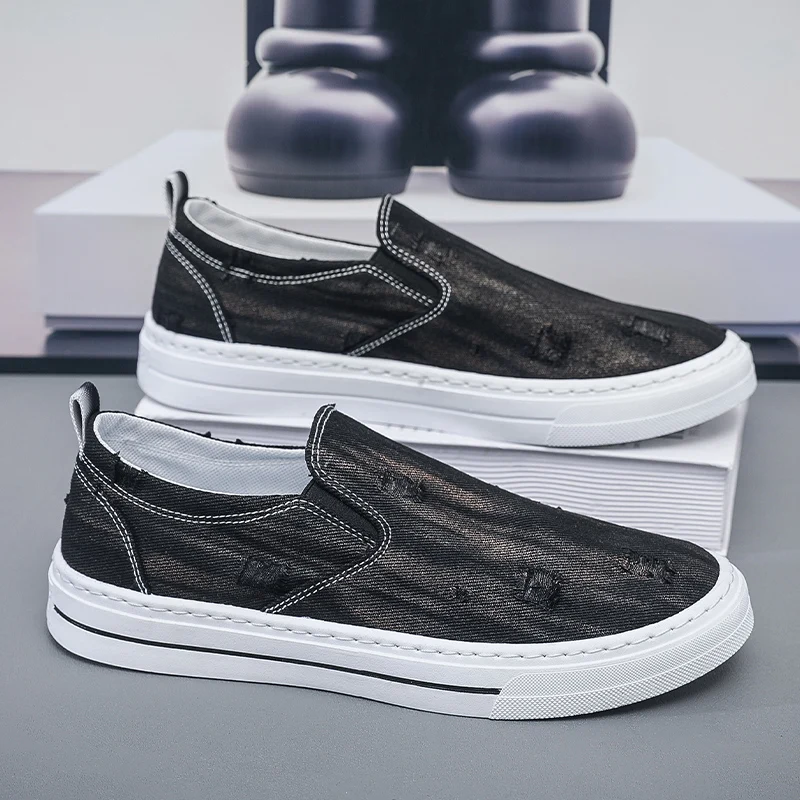 Men Tennis Shoes Breathable Canvas Top Male Sport Shoes Slip-on Boys Fashion Footwear Sneakers Outdoor Flats Tenis Hombre