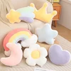 Cute Candy Color Rainbow Cloud Star Moon Plush Pillow Stuffed Soft Flower Toy Throw Pillow Cushion Home Sofa Decor 1