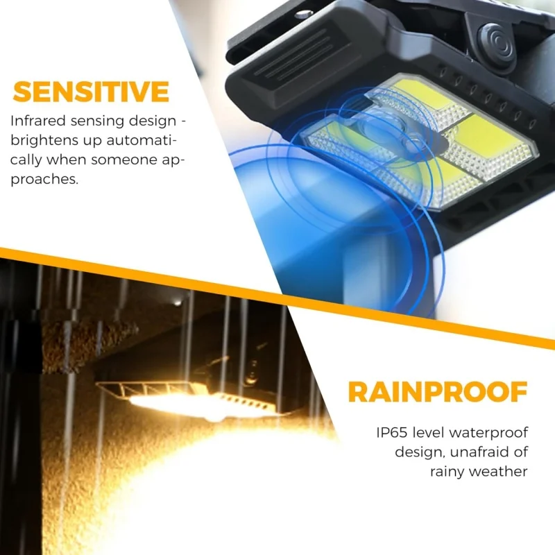 Solar-Powered Outdoor Motion Sensor Security Lights - Waterproof High-Brightness Fence & Camping Illumination