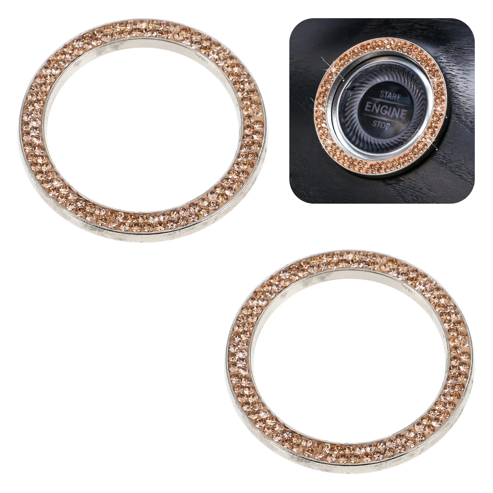 

2 Pcs Ignition Decorative Circle Stickers for Cars Push to Start Cover Accessories Miss