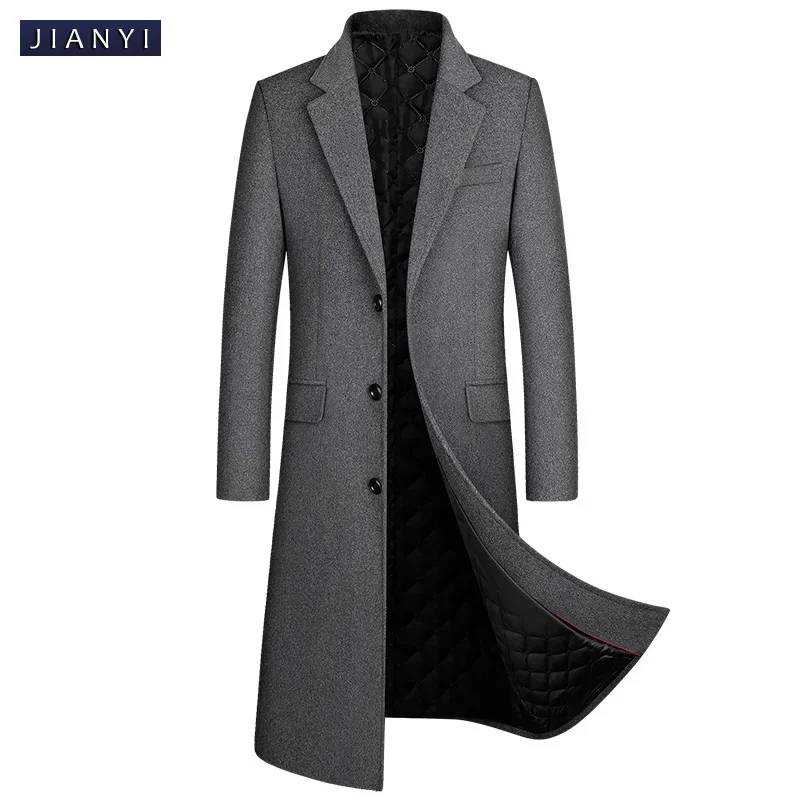 Men's Windproof Single Breasted Korean Version Slim Fitting Long Knee Thick 30% Wool Woolen Coat Business Casual Long Parka warmth coat casual men jacket