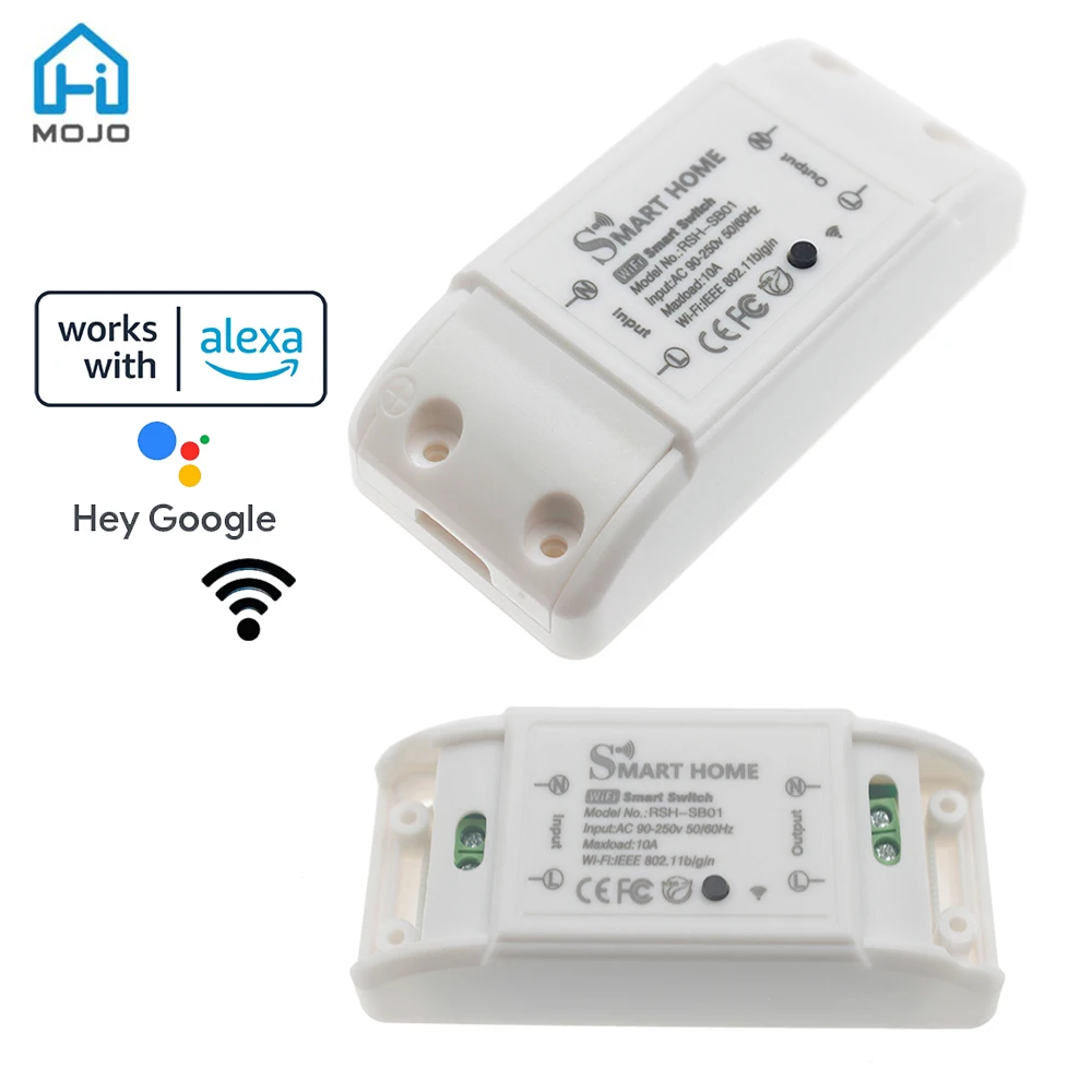 Himojo Wifi Smart Switch Universal Breaker Mini Modulo Fai-Da-Te Wireless Light Controller App Telecomando Con Alexa Google Home