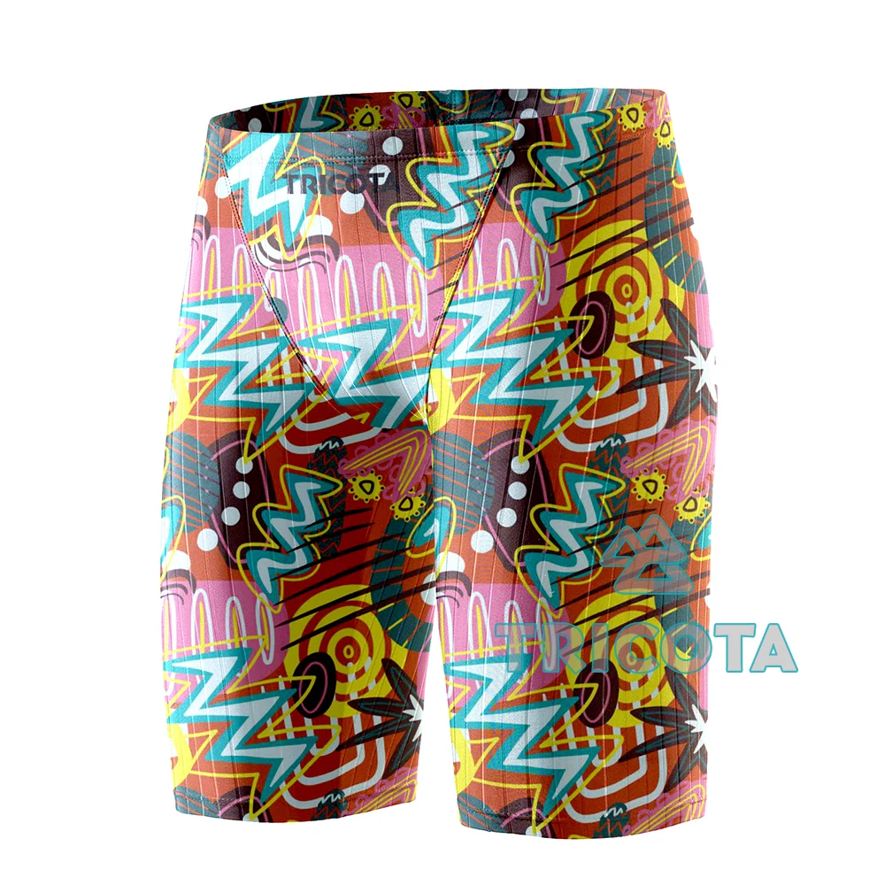 Summer Swimming Trunks Men Professional Tight Jammer Swimwear Outdoor Beach Printed Solid Durable Training Surfing Swim Shorts 3