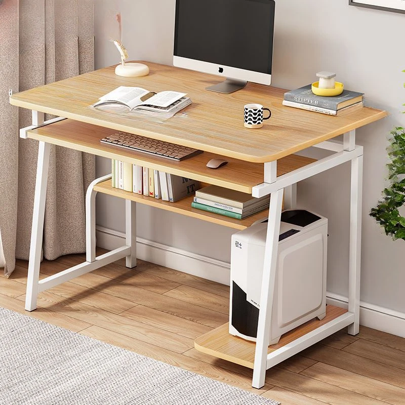Small Computer Desk for Small Spaces,33.5" Inch Modern Writing Table with Monitor Storage Shelf for Home Office, Laptop Desk